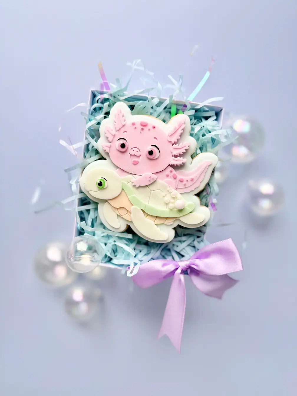 Axolotl mit Schildkröte danis drip stempel cookie cutter ausstecher fondant backen