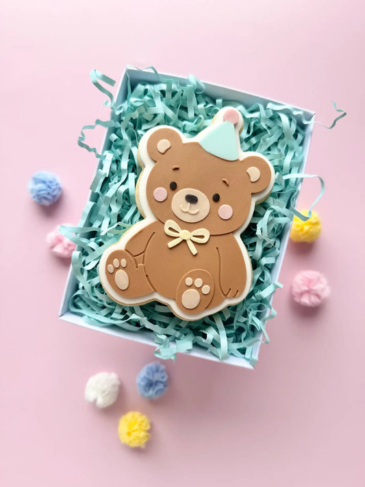 Danis DripBär mit Partyhut – Cookie Cutter & Stempel für Geburtstage & Kinderfeste