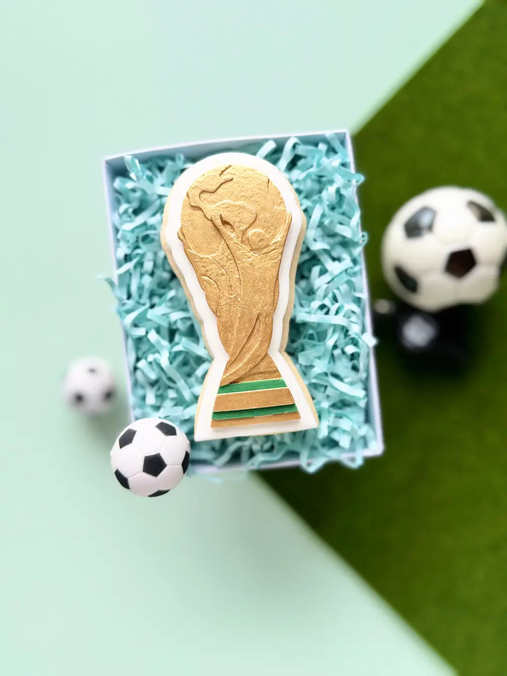 danis drip cookie cutter ausstecher wm weltmeisterschaft World Cup fußball fußballfeld socker messi ronaldo tor goal pokal winner