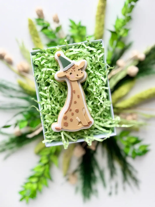 giraffe mit Partyhut elefant mit Luftballon Dschungel safari Leo danis drip cookie cutter embosser debosser fondant ausstecher