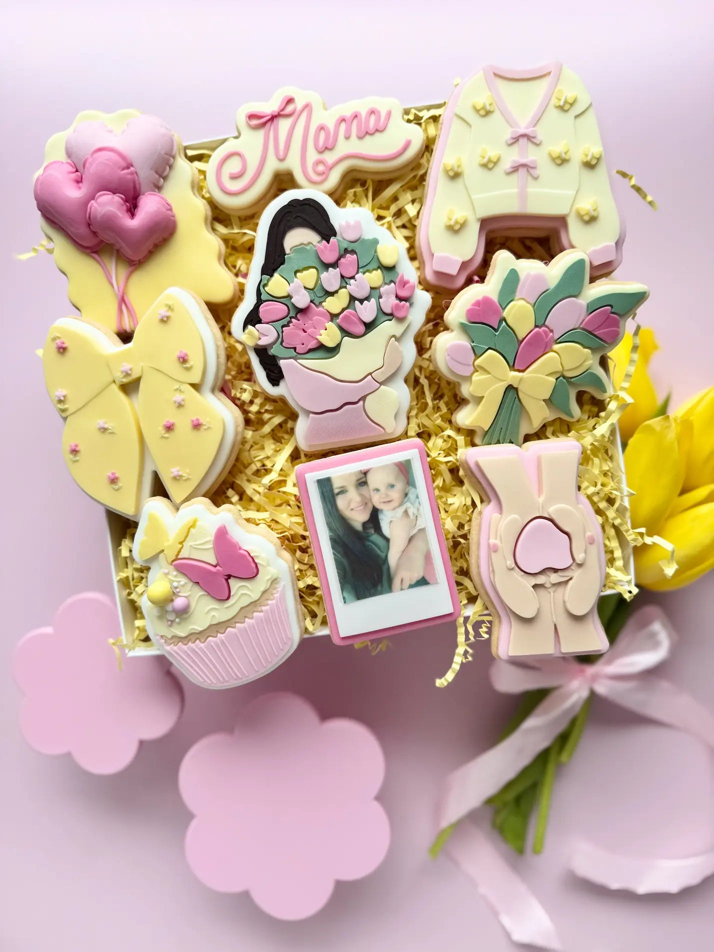 Muttertsgs Kollektion Danis Drip Cookie Cutter  Polaroid Mama Cardigan Schleife Hand Herz