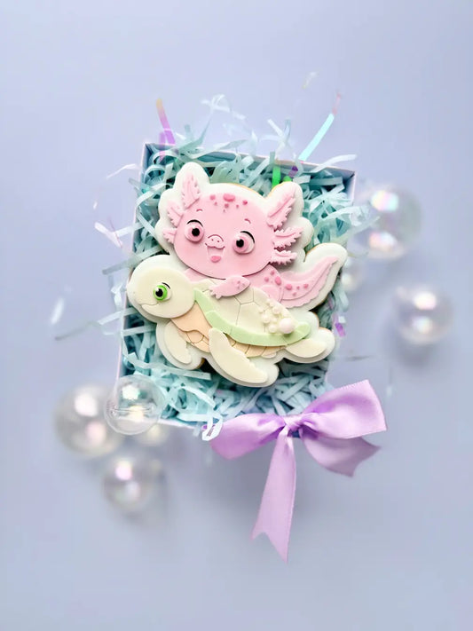 Axolotl mit Schildkröte danis drip stempel cookie cutter ausstecher fondant backen 