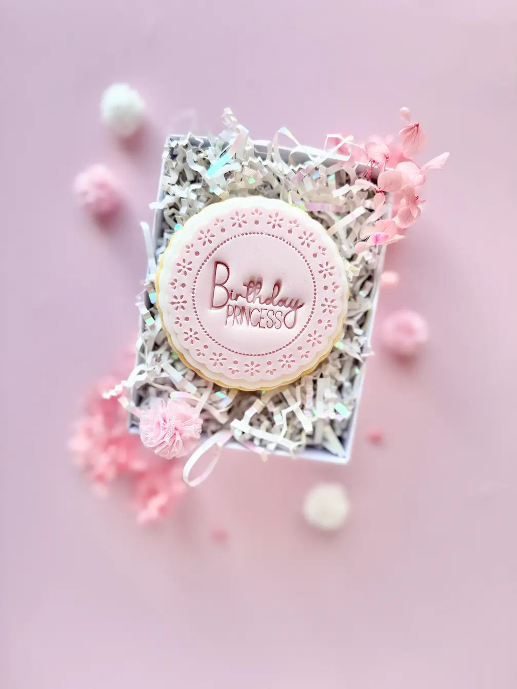 Spitzendeckchen Birthday Princess STL-Datei für Cookie Cutter und Stempel zum 3D-Druck – Danis Drip