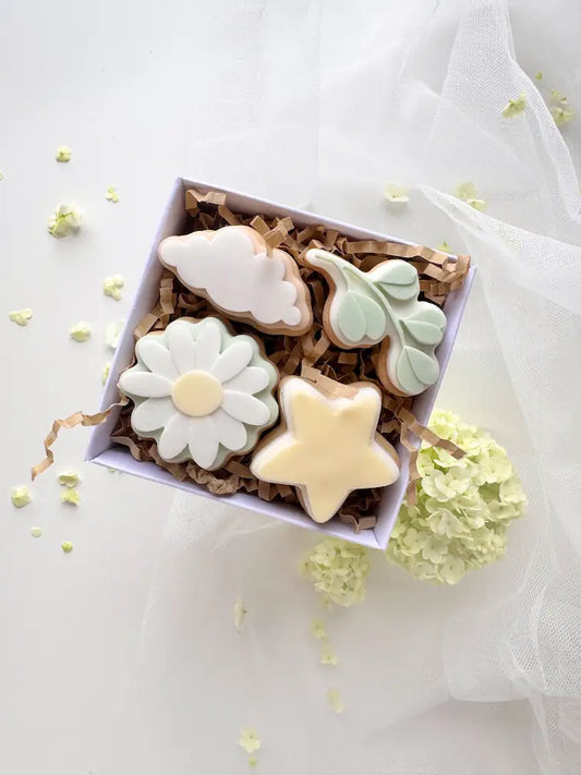 4er Set Mini Naturmotive – Cookie Cutter & Stempel (Wolke, Stern, Gänseblümchen & Eukalyptus)