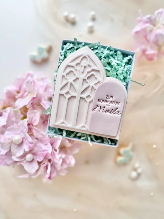 danis drip klieg schleife cookie cutter fondantkekse backen debosser embosser konfirmation kommunion glaube jesus religion 