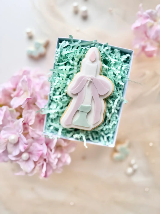 danis drip klieg schleife cookie cutter fondantkekse backen debosser embosser konfirmation kommunion glaube jesus religion 