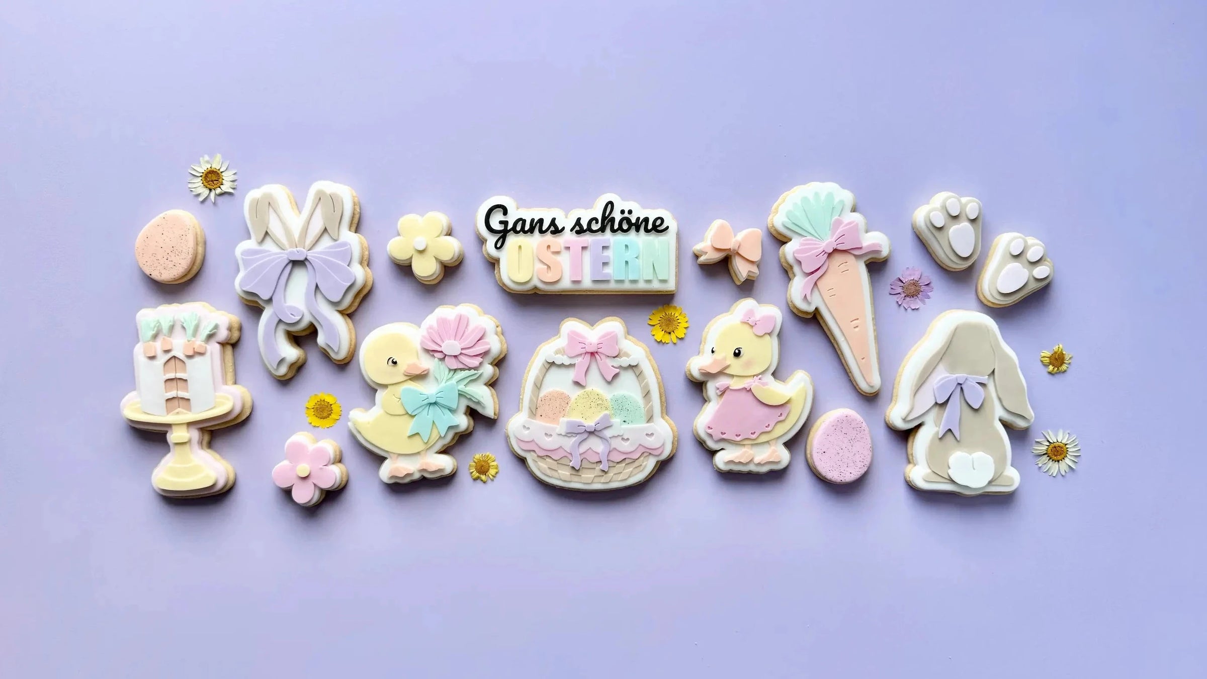 danis drip cookie cutter osterkollektion Startseite Osterhase frohe Ostern Küken Osternest schlappohren schleife Fondant stempel backen ausstecher