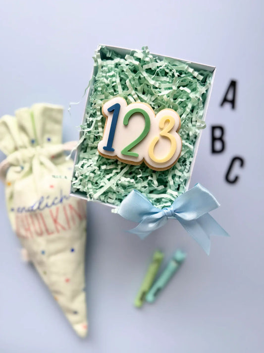 danis drip cookie cutter stempel abc einschulung erster Schultag Schulklasse lehrer schule ausstecher fondantkekse 1 2 3