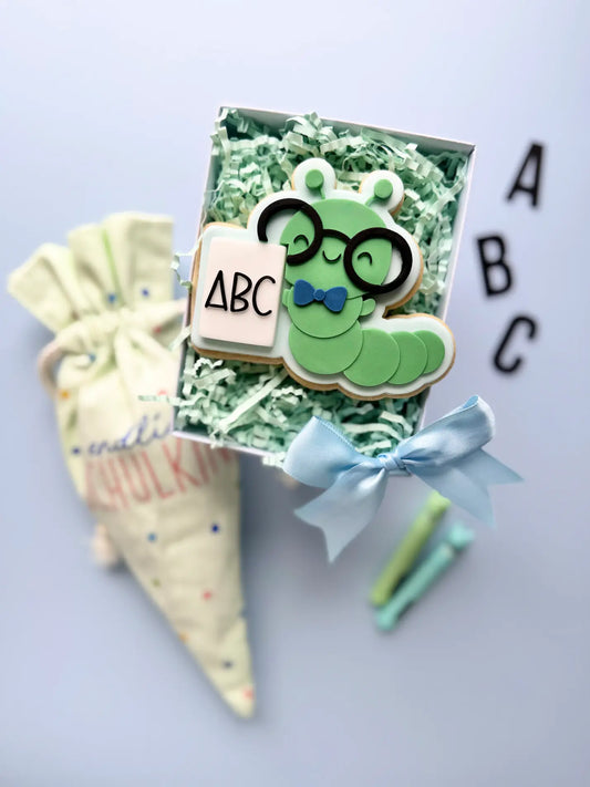 danis drip cookie cutter stempel abc einschulung erster Schultag Schulklasse lehrer schule ausstecher fondantkekse Schultüte smiley kids jungs stift ligami school is cool bücherwurm