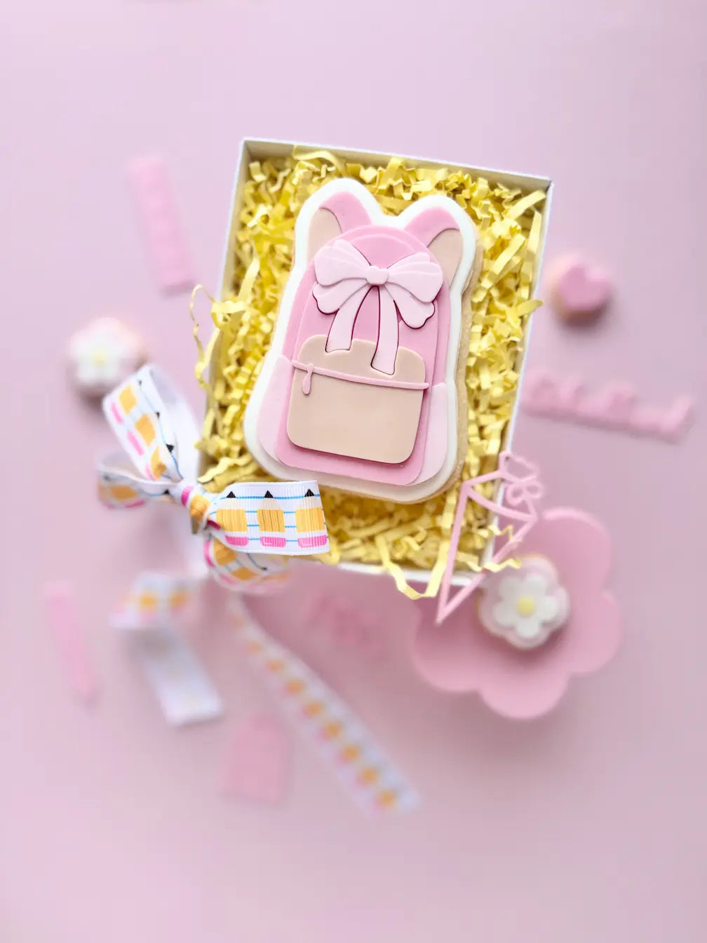 danis drip cookie cutter stempel ausstecher fondant tafel schul einschulung endlich Schulkind backen kekse party stiftbecher schleife schultasche rucksack
