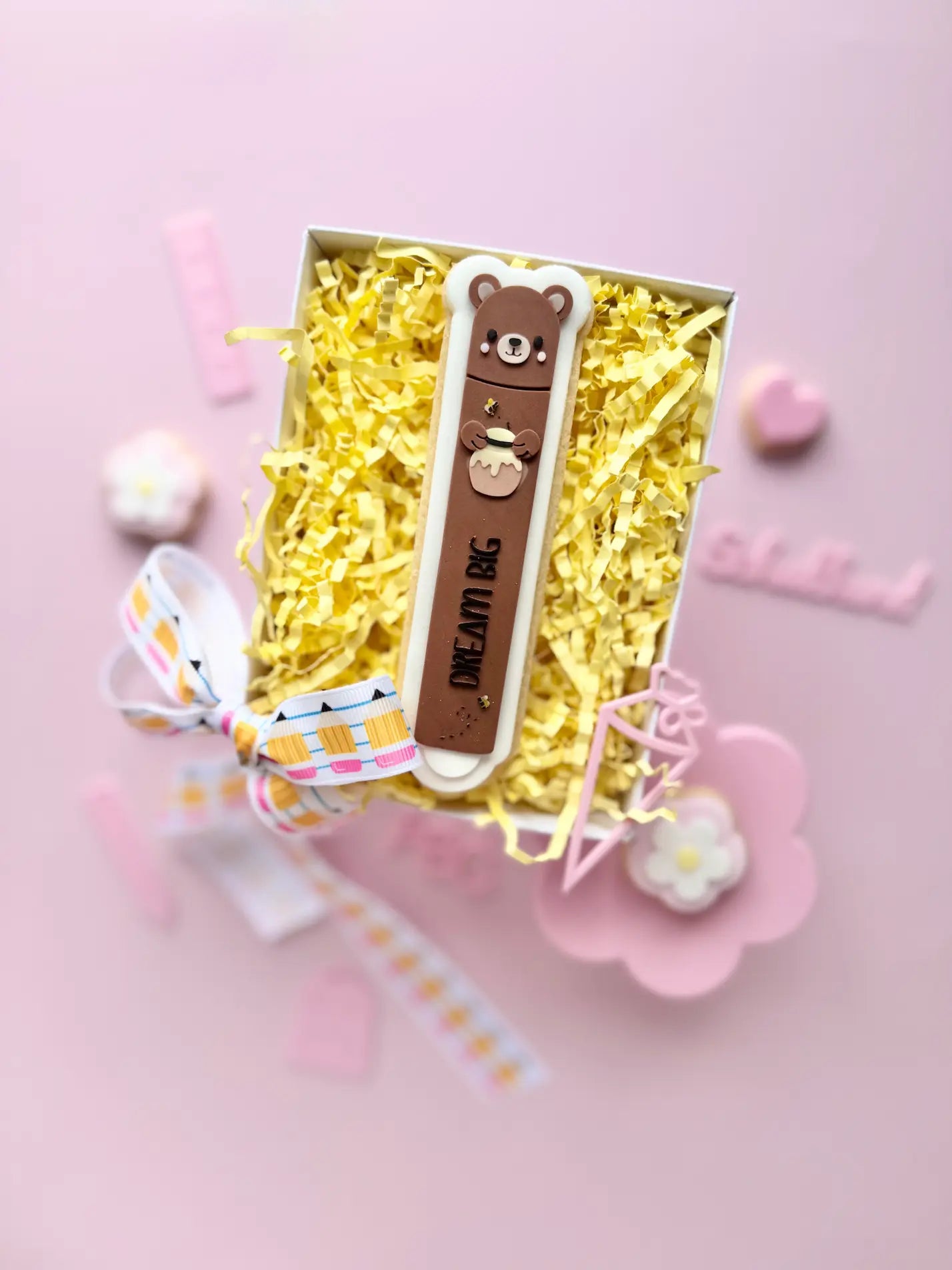 danis drip cookie cutter stempel ausstecher fondant tafel schul einschulung endlich Schulkind backen kekse party stiftbecher schleife schultasche rucksack bücherwurm stift bär