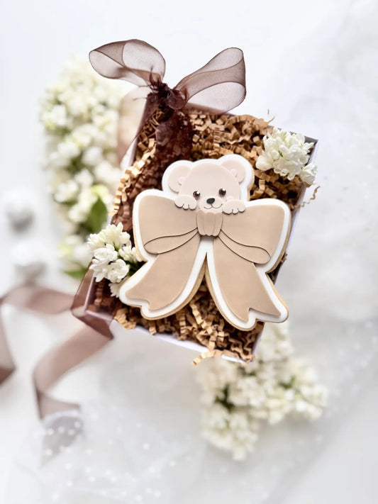 danis drip cookie cutter stempel bär schleife  schwangerschaft debosser embosser gender baby boy girl