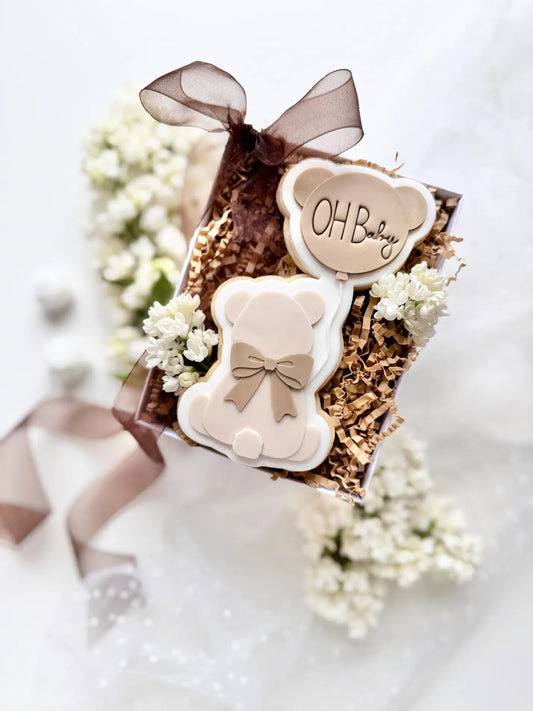 danis drip cookie cutter stempel debosser bär mit luftballo oh baby
